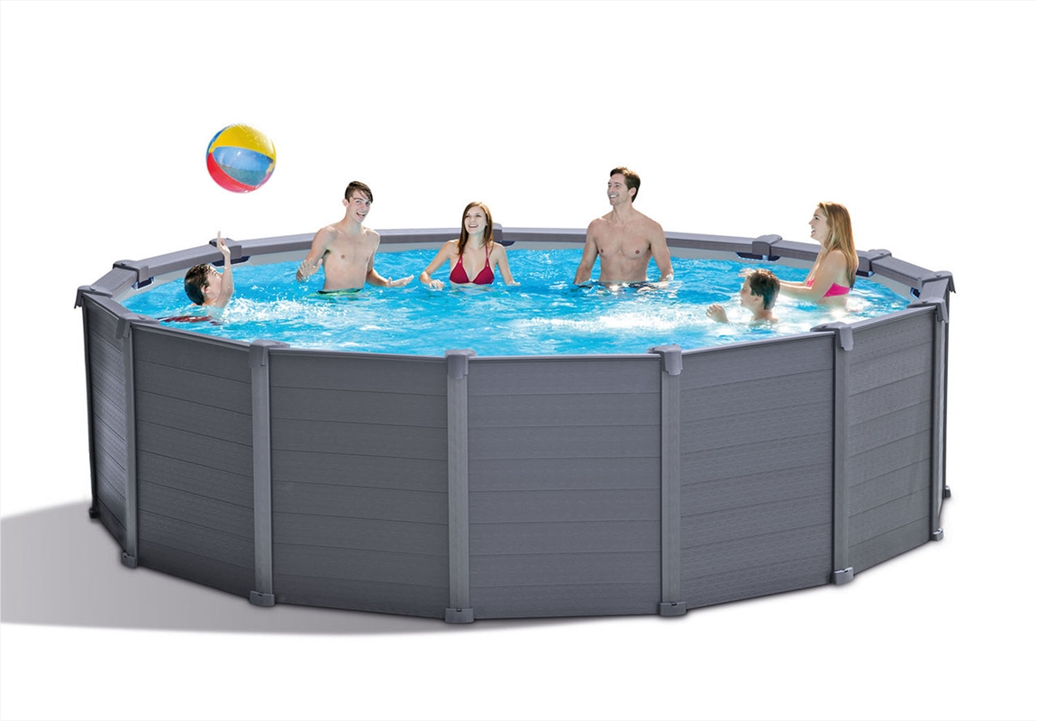 Intex 4.78m X 1.24m Round Above Ground Swimming Panel Pool Graphite Grey/Product Detail/Sport & Outdoor