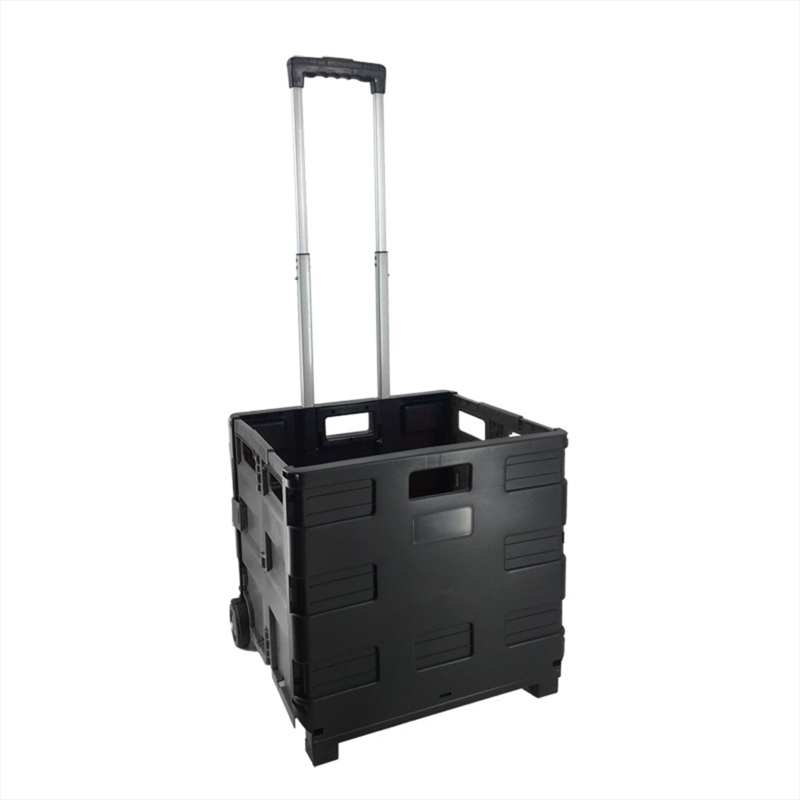 Gominimo Foldable Plastic Shopping Trolley with Wheels Large Capacity Black/Product Detail/Decor