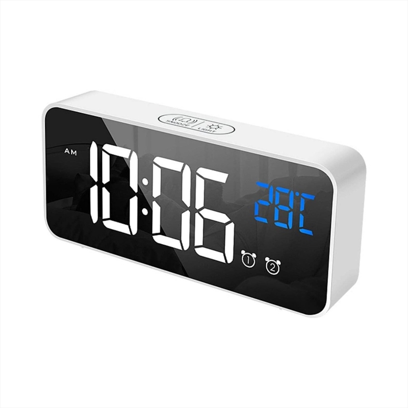 Gominimo Digital Clock Mirrored Dual Alarm Adjustable Brightness White/Product Detail/Clocks