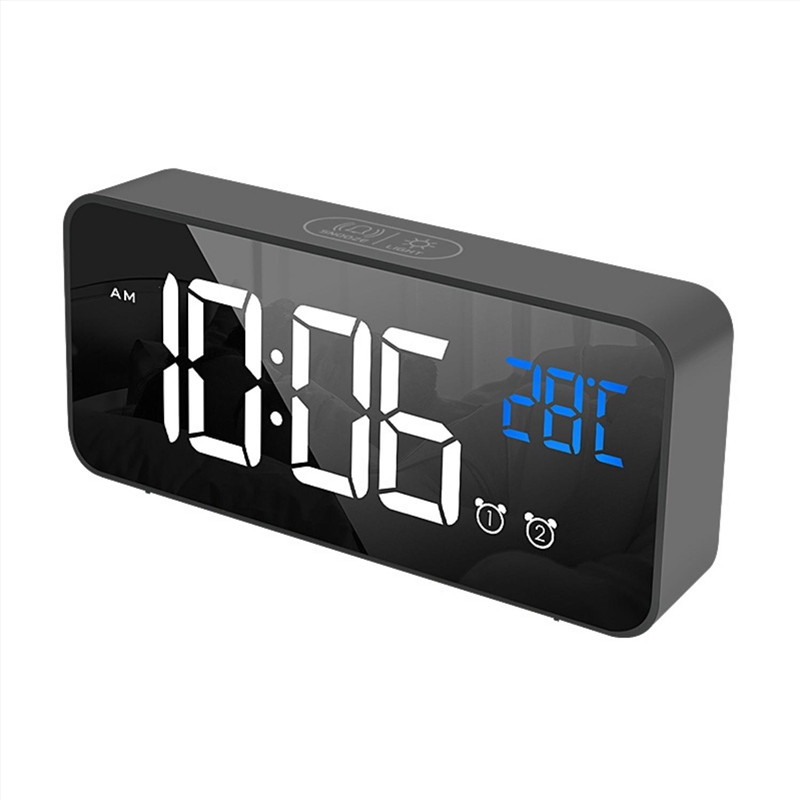 Gominimo Digital Clock Mirrored Dual Alarm Adjustable Brightness Black/Product Detail/Clocks