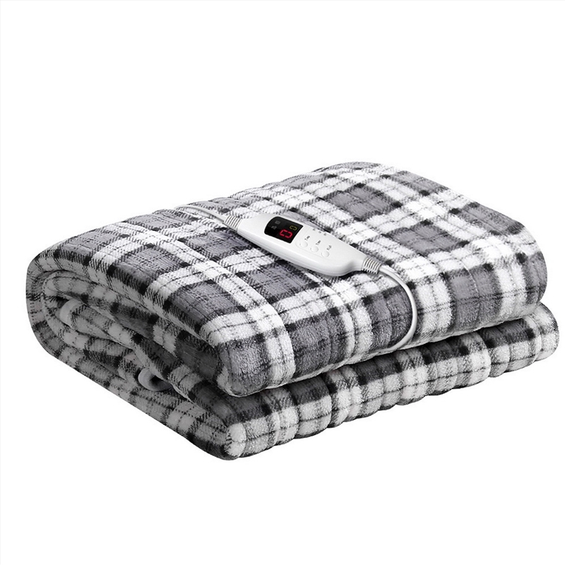 Giselle Bedding Electric Throw Rug Flannel Snuggle Blanket Washable Heated Grey and White Checkered/Product Detail/Manchester