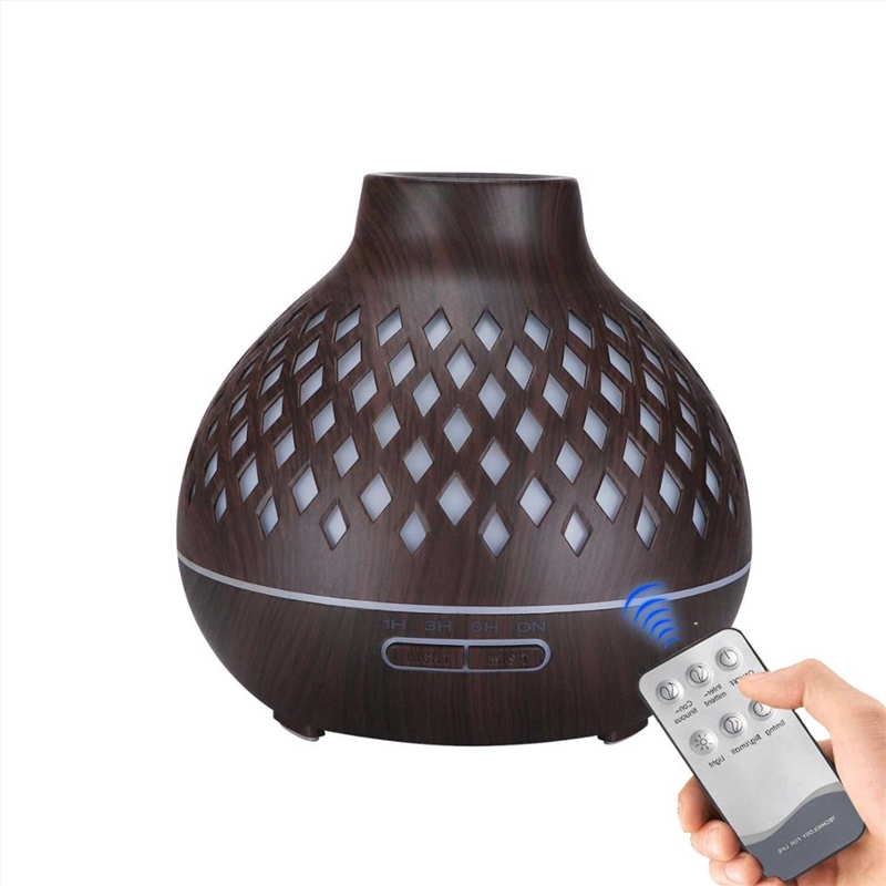 Essential Oil Aroma Diffuser and Remote - 400ml Hollowed Wood Mist Humidifier/Product Detail/Homewares