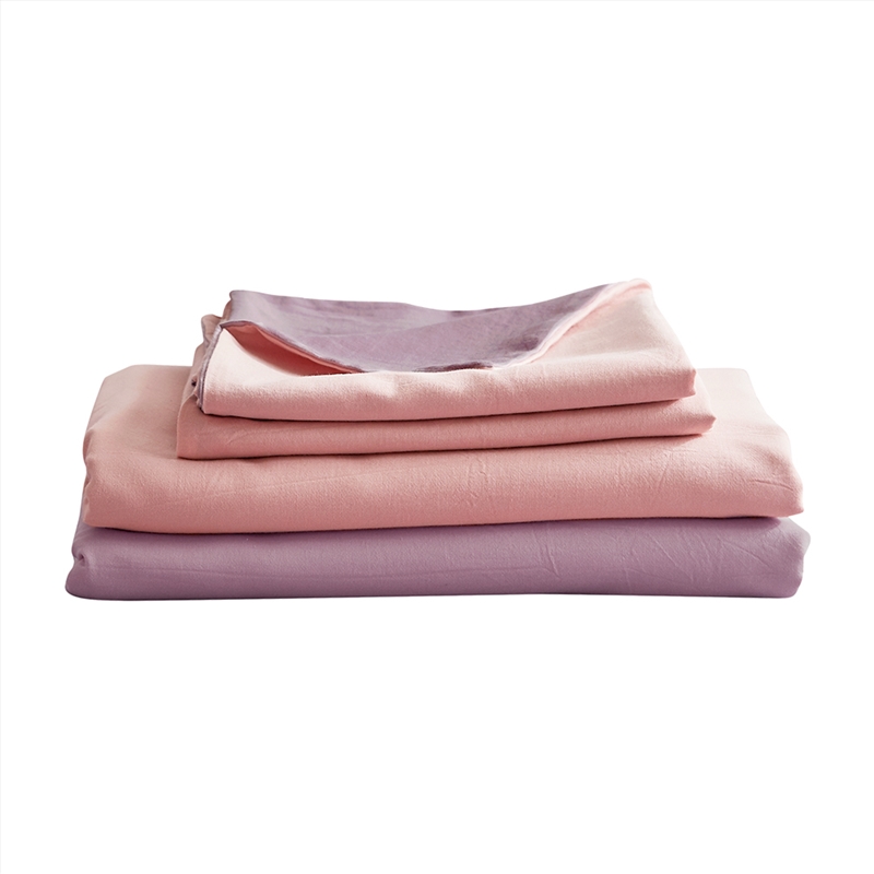Cosy Club Washed Cotton Sheet Set Pink Purple Queen/Product Detail/Manchester