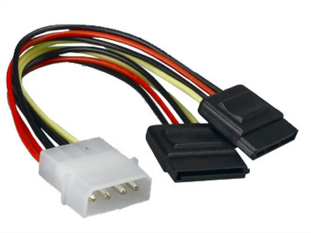 Astrotek SATA Power Splitter Cable - 1 x 4-Pin Molex Male To 2 x 15-Pin SATA Female - 0.15M/Product Detail/Cables