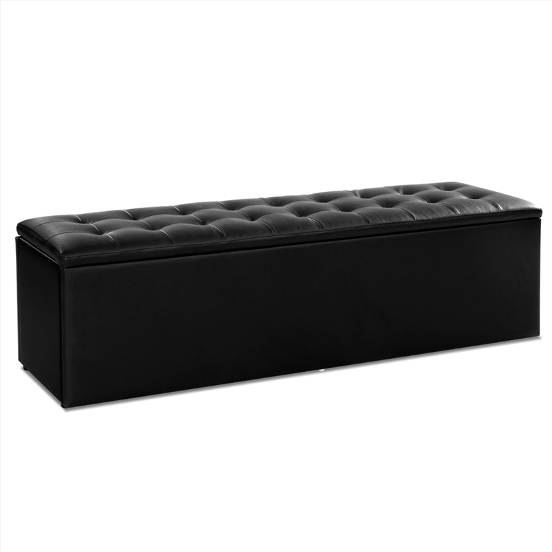 Buy Artiss Storage Ottoman 140cm Large PU Leather Black Online Sanity