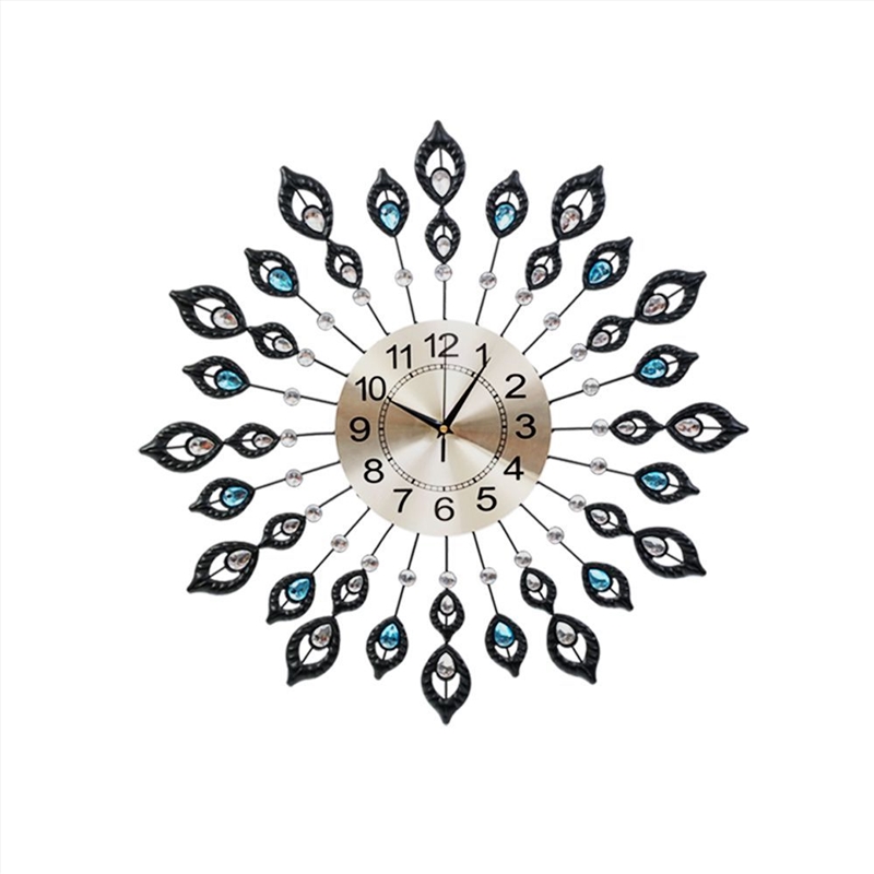 Artiss 60CM Peacock Wall Clock Large 3D Modern Crystal Black/Product Detail/Clocks