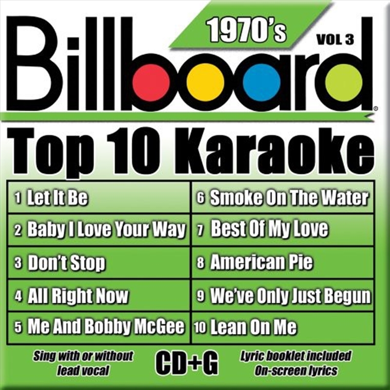 Billboard Top 10 Karaoke- 1970's, Vol. 3/Product Detail/Karaoke