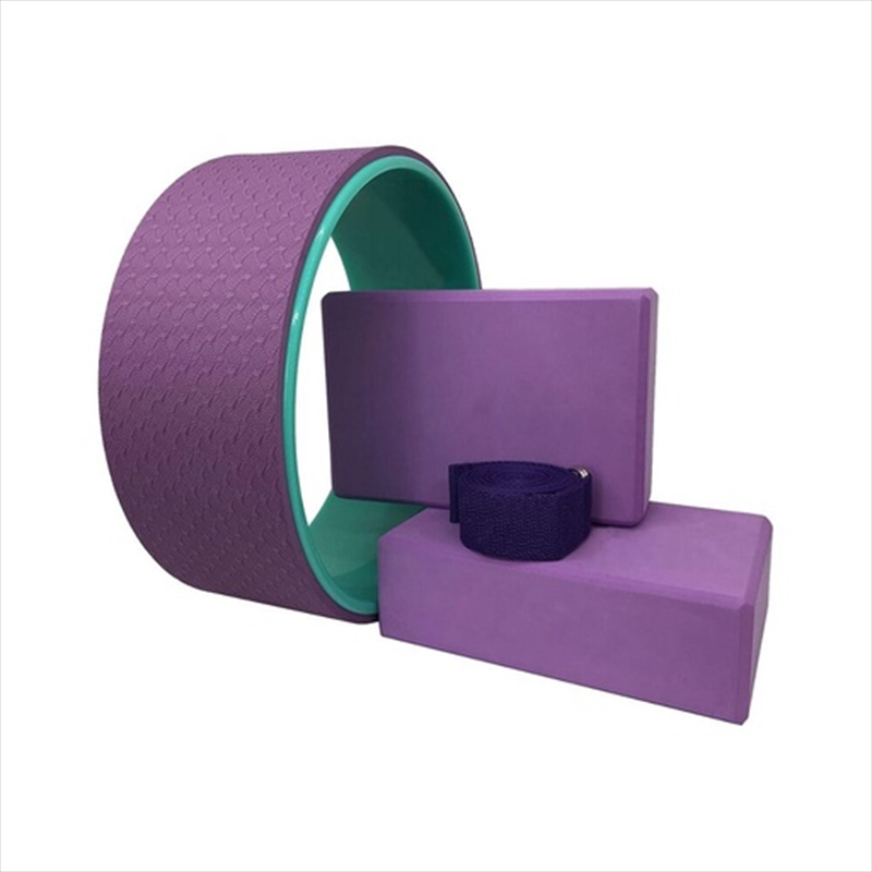 VERPEAK Yoga Wheel 4 pcs set - 1 Yoga Wheel, 2 Yoga Block, 1 Yoga Strap (Purple)/Product Detail/Gym Accessories