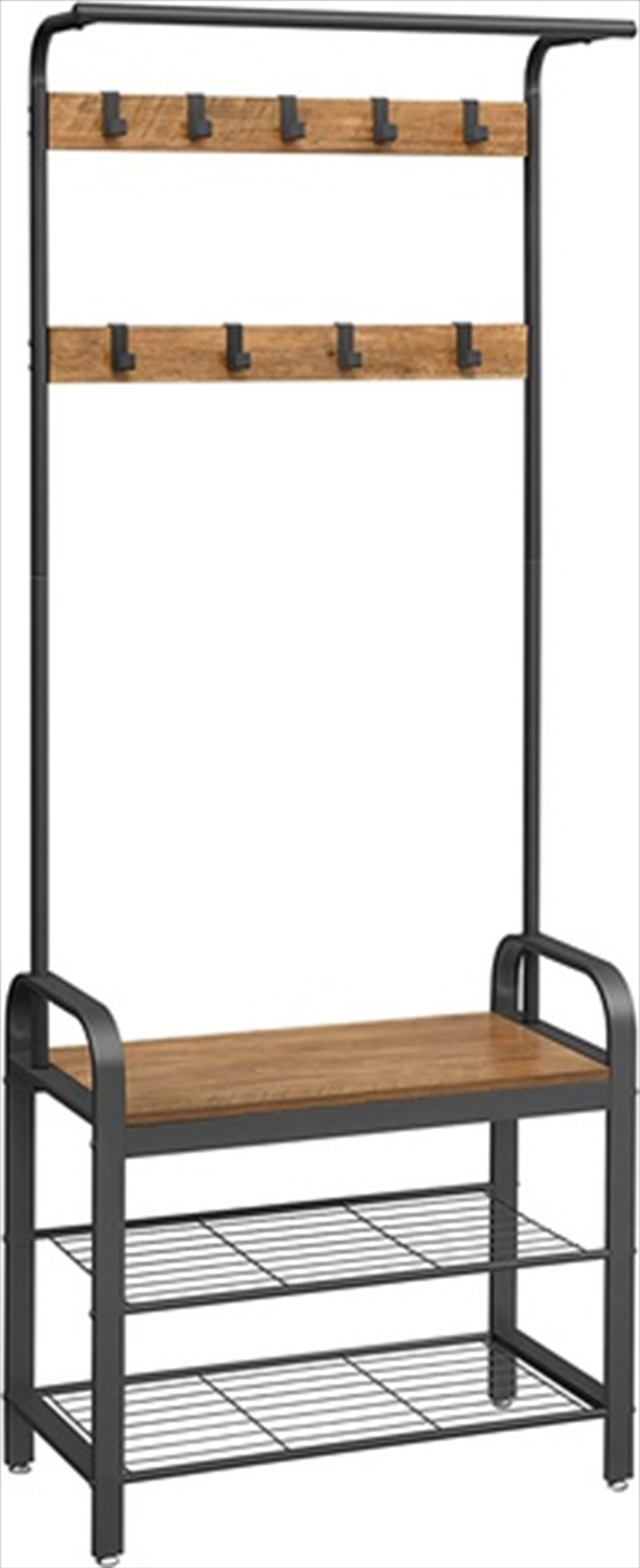 VASAGLE Coat Rack with Shoe Rack 183 cm Height Walnut Brown and Black/Product Detail/Homewares
