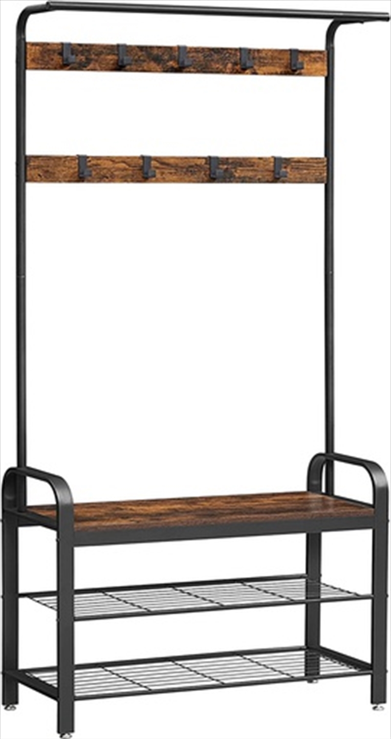 VASAGLE Coat Rack Hall Tree with Shoe Bench 3-in-1 Design Rustic Brown and Black/Product Detail/Homewares