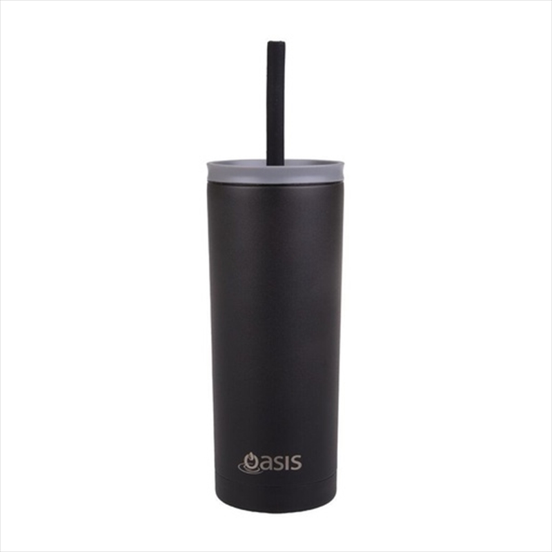 Oasis "Super Sipper" Stainless Steel Double Wall Insulated Tumbler W/ Silicone Head Straw 600ml - Bl/Product Detail/Glasses, Tumblers & Cups