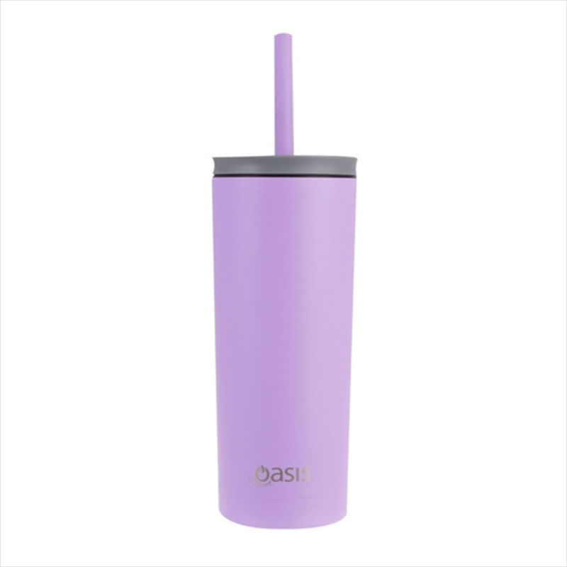 Oasis "Super Sipper" Stainless Steel Double Wall Insulated Tumbler W/ Silicone Straw 600ml - Lavende/Product Detail/Glasses, Tumblers & Cups