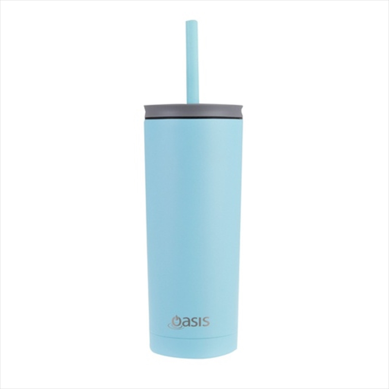 Oasis "Super Sipper" Stainless Steel Double Wall Insulated Tumbler W/ Silicone Straw 600ml - Island/Product Detail/Glasses, Tumblers & Cups