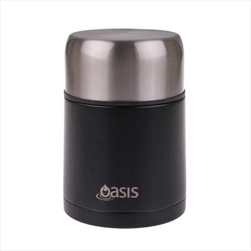 Oasis Stainless Steel Vacuum Insulated Food Flask W/ Spoon 800ml - Matte Black/Product Detail/Lunchboxes