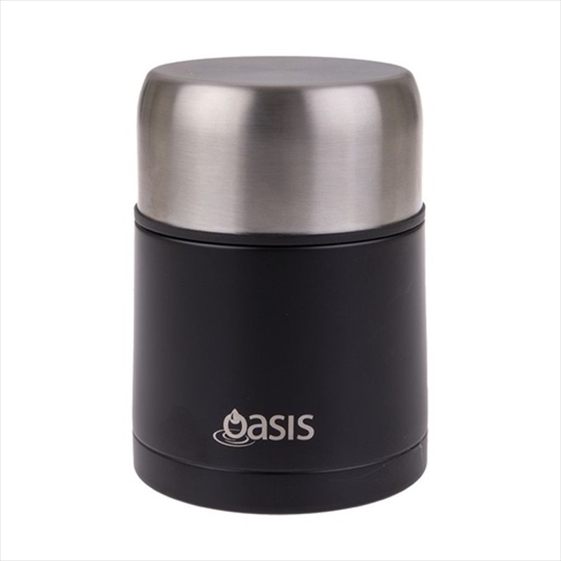 Oasis Stainless Steel Vacuum Insulated Food Flask W/ Spoon 600ml - Matte Black/Product Detail/Lunchboxes