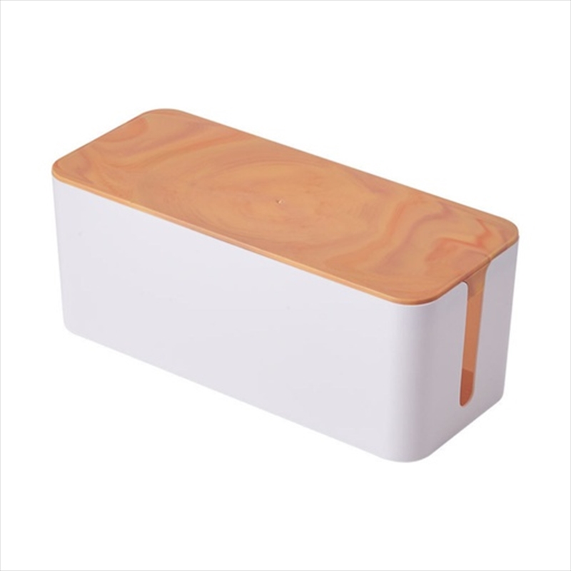 GOMINIMO Set of Two Cable Management Box with Wood Pattern Lid, White/Product Detail/Homewares