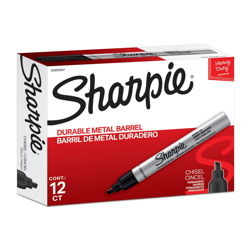 SHARPIE Metal Finish Permanent Marker Chisel Tip Black Box of 12/Product Detail/Stationery