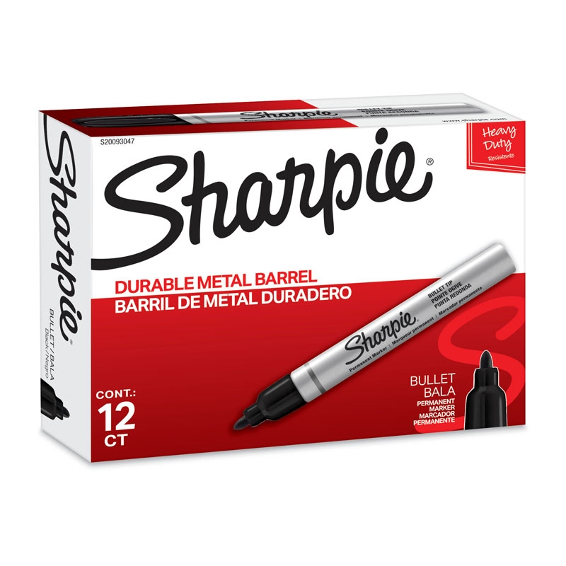 SHARPIE Metal Finish Permanent Marker Bullet Tip Black Box of 12/Product Detail/Stationery