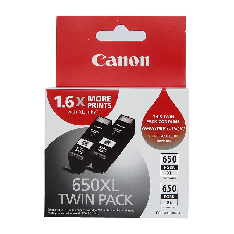 Canon PGI650XL Black Ink Twin Pack - 500 A4 pages each/Product Detail/Stationery