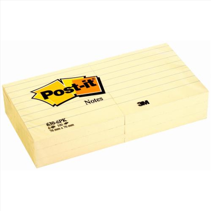 Post-It Notes 630-6PK Ruled Pack of 6/Product Detail/Stationery