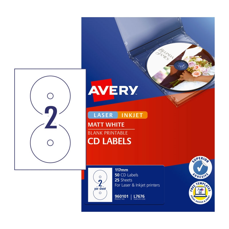 AVERY LIP Label CD/DVD L7676 Bx50/Product Detail/Stationery