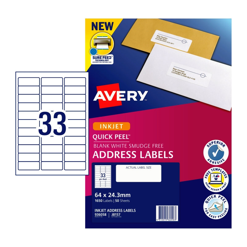 AVERY IP Label QP J8157 33Up Bx50/Product Detail/Stationery