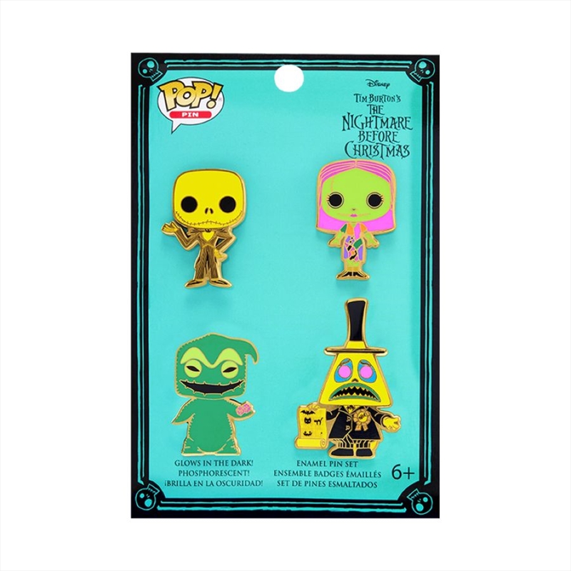 Nightmare Before Christmas - Blacklight Enamel Pin Set 4Pk/Product Detail/Buttons & Pins