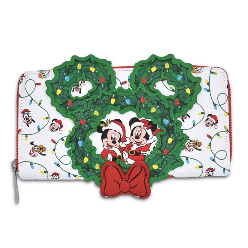 Loungefly Disney - Mickey Holiday Wreath US Exclusive Zip Around Purse [RS]/Product Detail/Wallets