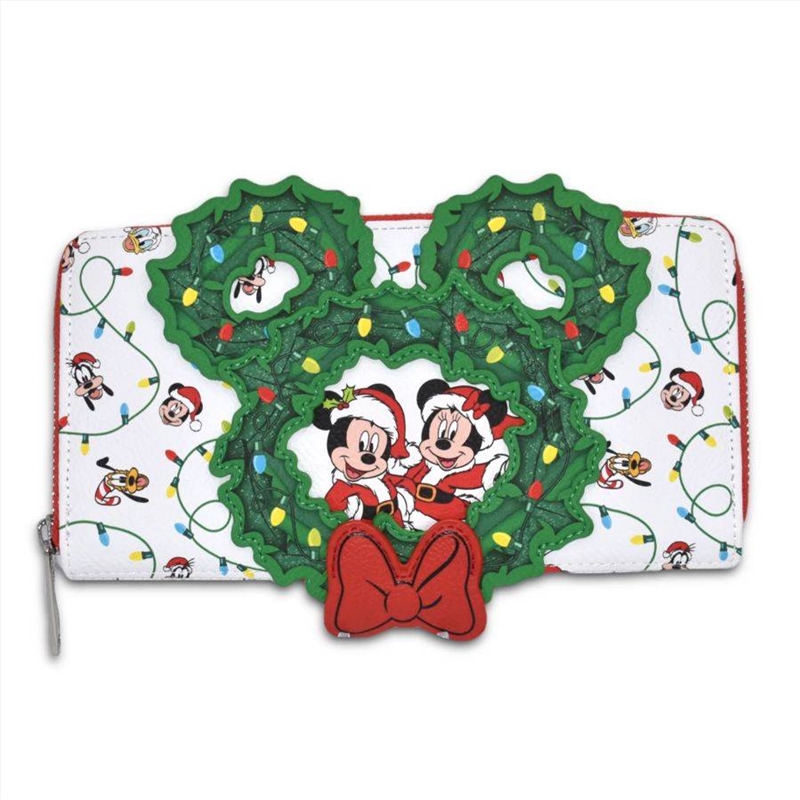 Loungefly Disney - Mickey Holiday Wreath US Exclusive Zip Around Purse [RS]/Product Detail/Wallets