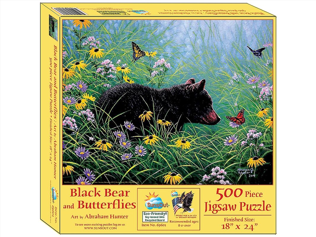 Black Bear And Butterflies 500 Piece/Product Detail/Jigsaw Puzzles