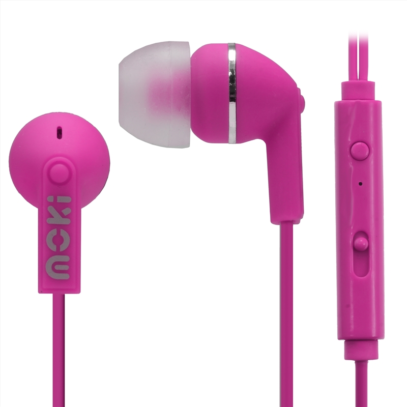 Moki Noise Isolation Earbuds with microphone & control - Pink/Product Detail/Headphones